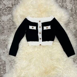 Cider Black and White Crop Top